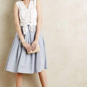 NWT Anthropologie Harlyn Byrdie Blue and White Striped Skirt